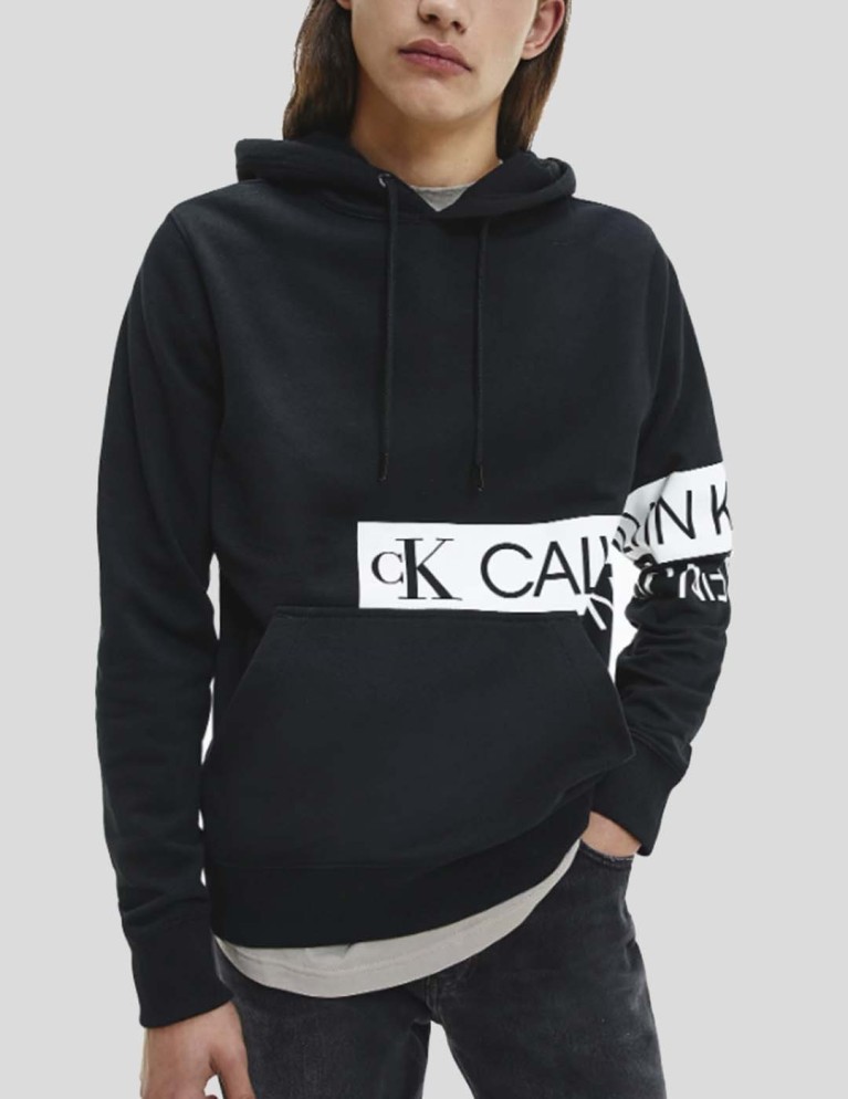 Felpa CALVIN KLEIN con cappuccio logo a specchio nero